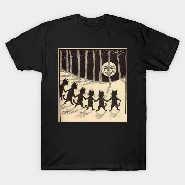 Dancing Black Cats - Louis Wain T-Shirt by forgottenbeauty